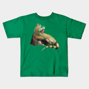 Green tropical iguana Kids T-Shirt